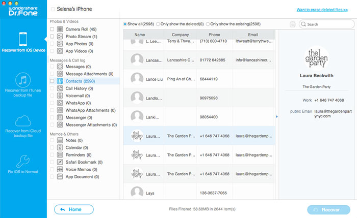 restore contacts on iPhone 7